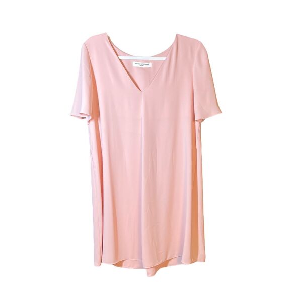 Amanda Uprichard Light Baby Pink Mini Shift Dress V Neck Small Flutter Sleeves - Picture 1 of 8